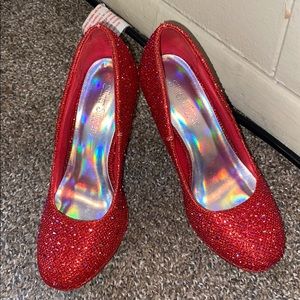 Red Silver Slipper high heels